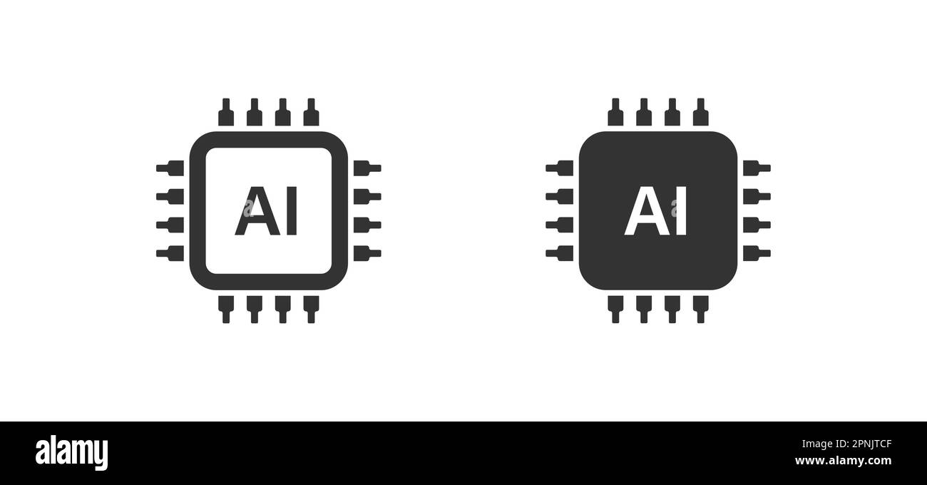 Icona della tecnologia digitale della CPU di intelligenza artificiale. Chip del computer. Illustrazione con isolamento vettoriale Illustrazione Vettoriale