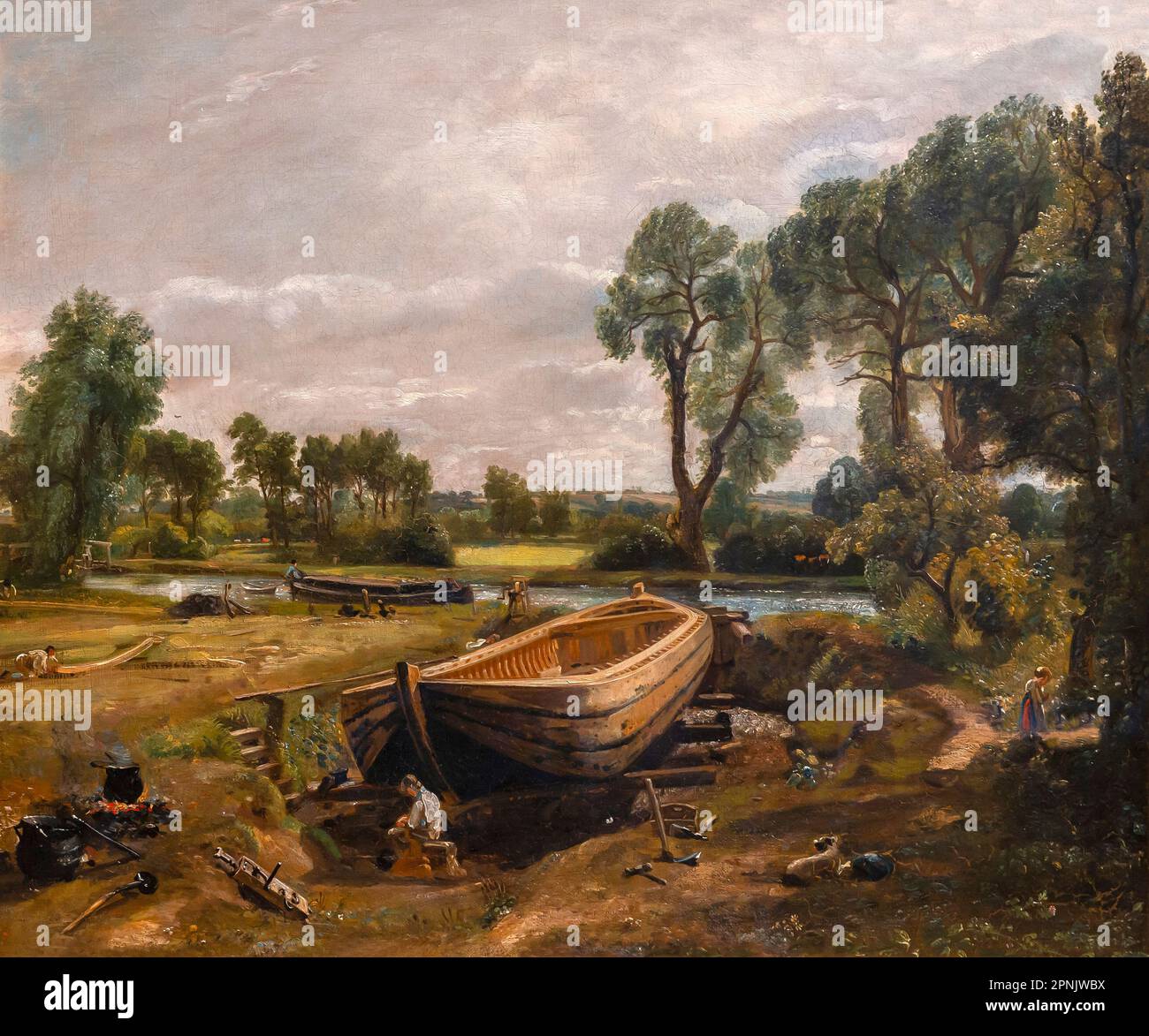 Costruzione di barche nei pressi di Flatford Mill, John Constable, 1815, Foto Stock