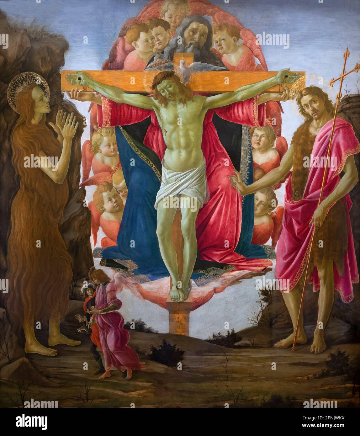 La Trinità con i Santi Maria Maddalena e Giovanni Battista, Arcangelo Raffaello e Tobias, Sandro Botticelli, 1491-94, Courtauld Gallery, Londra, Engla Foto Stock