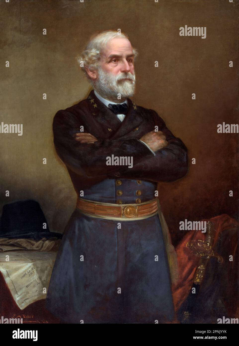 Robert e Lee (1807-1870), ritratto del generale confederato, Robert Edward Lee di John Adams anziano, olio su tela, 1876 Foto Stock