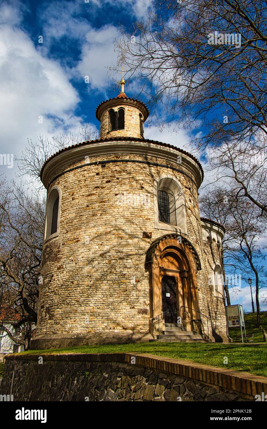 Rotunda di San Martino a Praga. Vista di dettaglio della torretta. Vysehrad. Repubblica Ceca. Foto Stock