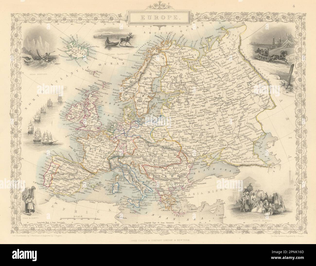 EUROPA Austria Lombardia Polonia Turchia. Mercato degli schiavi. Mappa RAPKIN/TALLIS 1851 Foto Stock