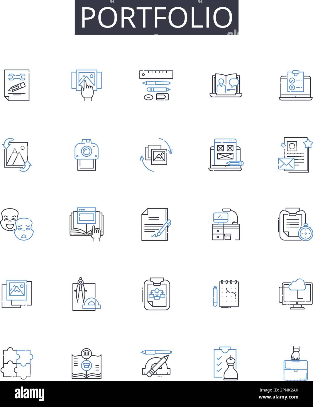 Collezione di icone della linea del portafoglio. Raccolta, compilazione, antologia, assortimento, array, Raggruppamento, vettore Stockpile e illustrazione lineare. Illustrazione Illustrazione Vettoriale