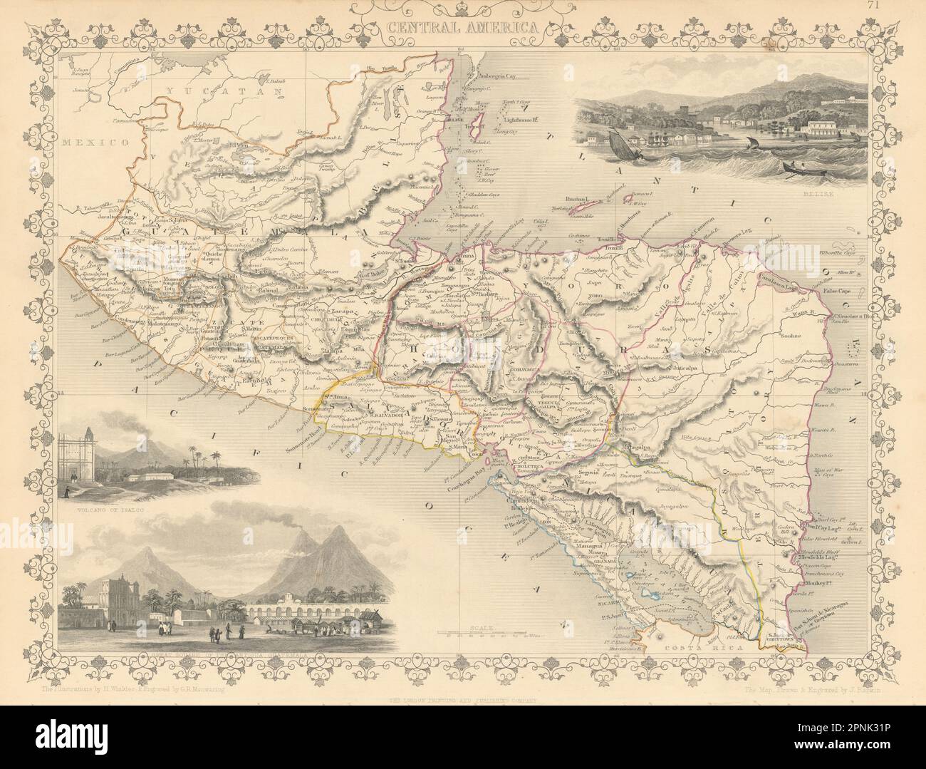 AMERICA CENTRALE. 'Territorio di zanzara' Guatemala Belize. Mappa TALLIS/RAPKIN 1851 Foto Stock