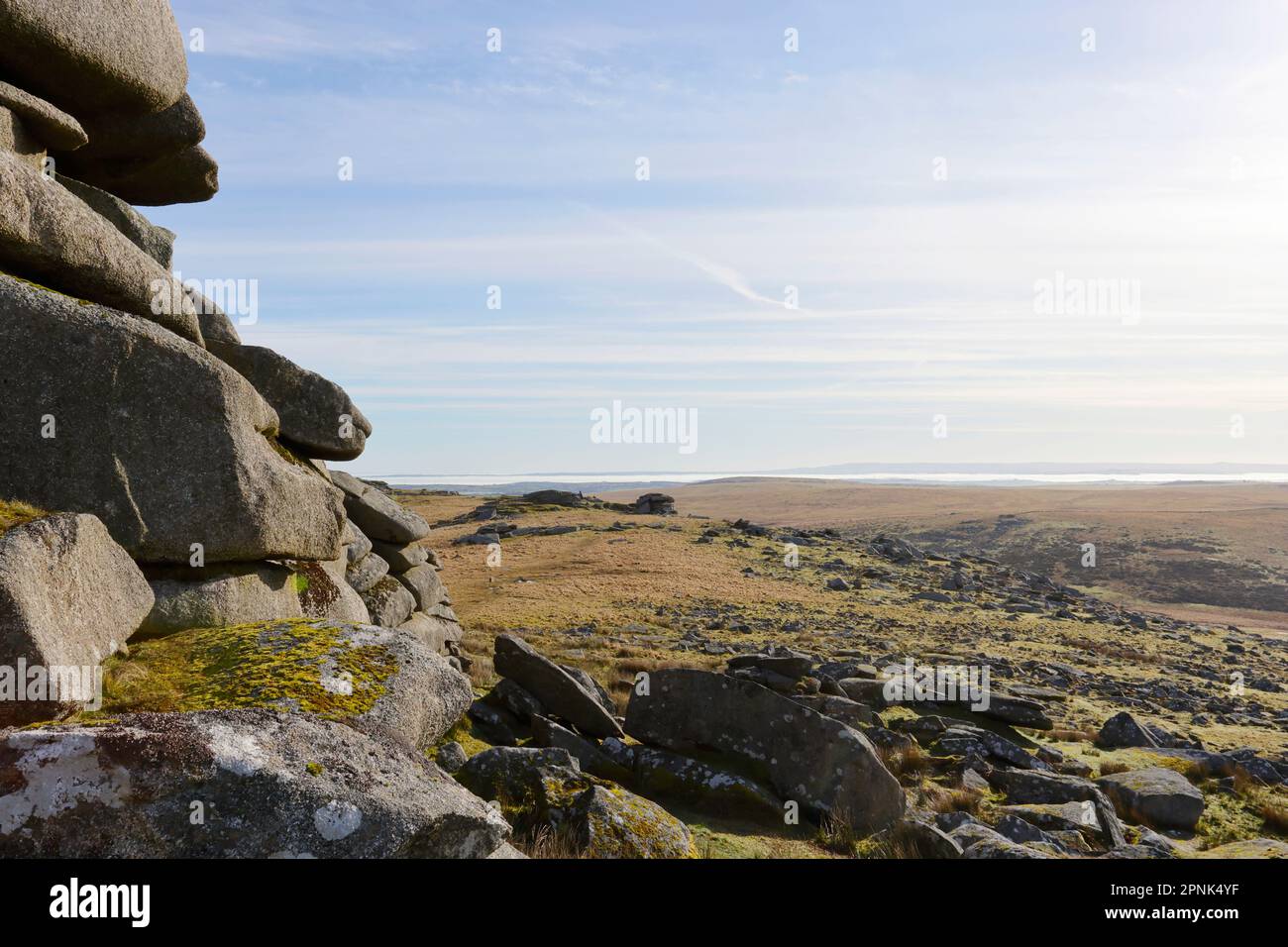 Rough Tor and Showery Tor, Bodmin Moor, Cornwall, Regno Unito Foto Stock