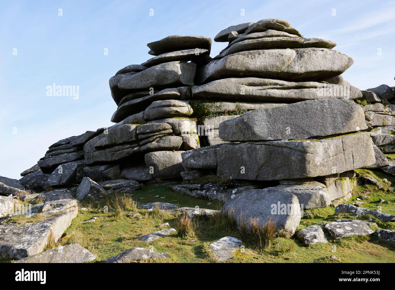 Rough Tor and Showery Tor, Bodmin Moor, Cornwall, Regno Unito Foto Stock