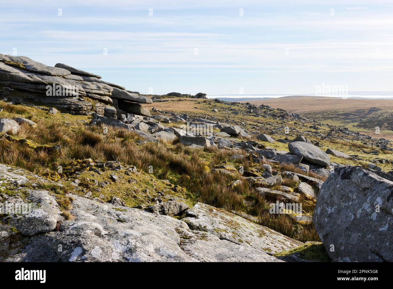 Rough Tor and Showery Tor, Bodmin Moor, Cornwall, Regno Unito Foto Stock