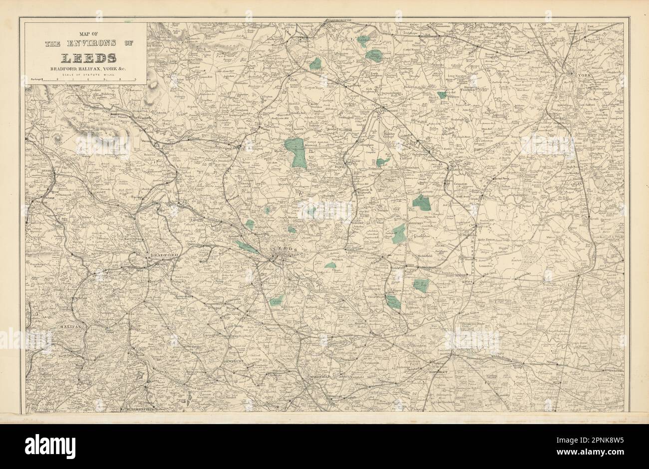 MAPPA antica DI LEEDS e dintorni. Halifax Bradford York Wakefield. PANCETTA 1883 Foto Stock