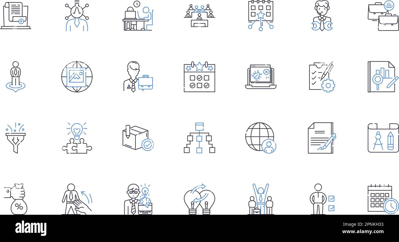 Collezione di icone della linea della Società a responsabilità limitata (LLC). Costituzione, responsabilità, Soci, formazione, Proprietà, Fiscalità, vettore di capitale e lineare Illustrazione Vettoriale