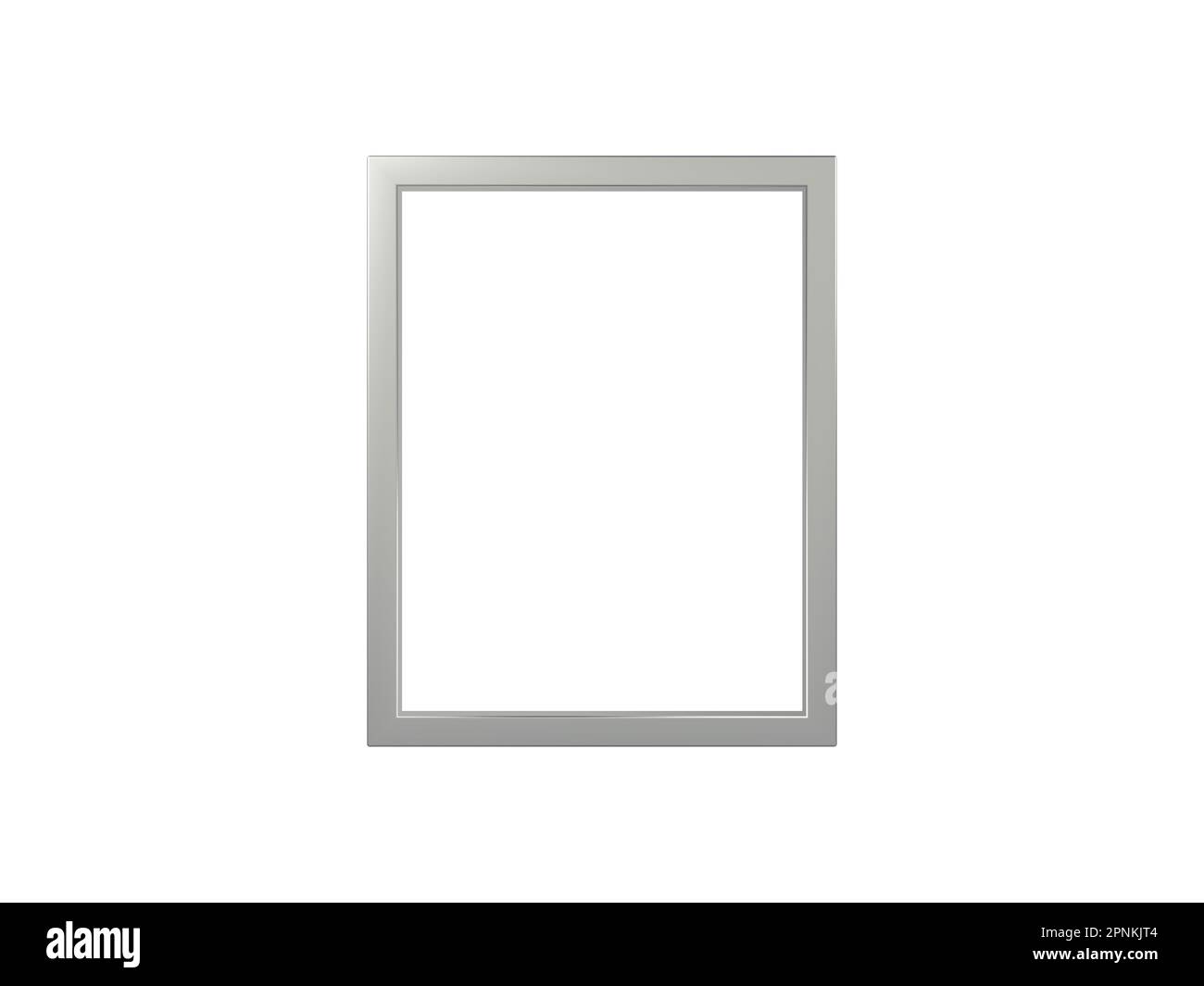 Rettangolo isolato su sfondo bianco. Cornice rettangolare in metallo. illustrazione 3d. Foto Stock