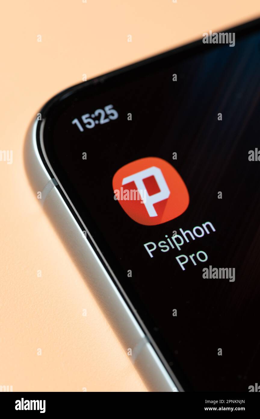 New york, USA - 18 aprile 2023: Icona dell'app VPN Psiphon Pro sulla vista ravvicinata dello schermo dello smartphone Foto Stock