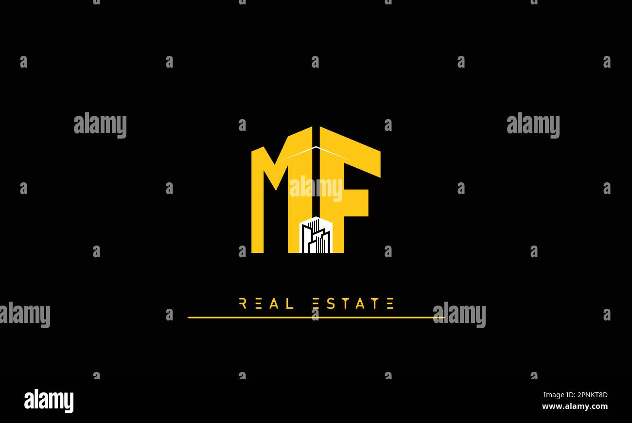 Lettere del bene immobile logo creativo moderno MF , FM Illustrazione Vettoriale