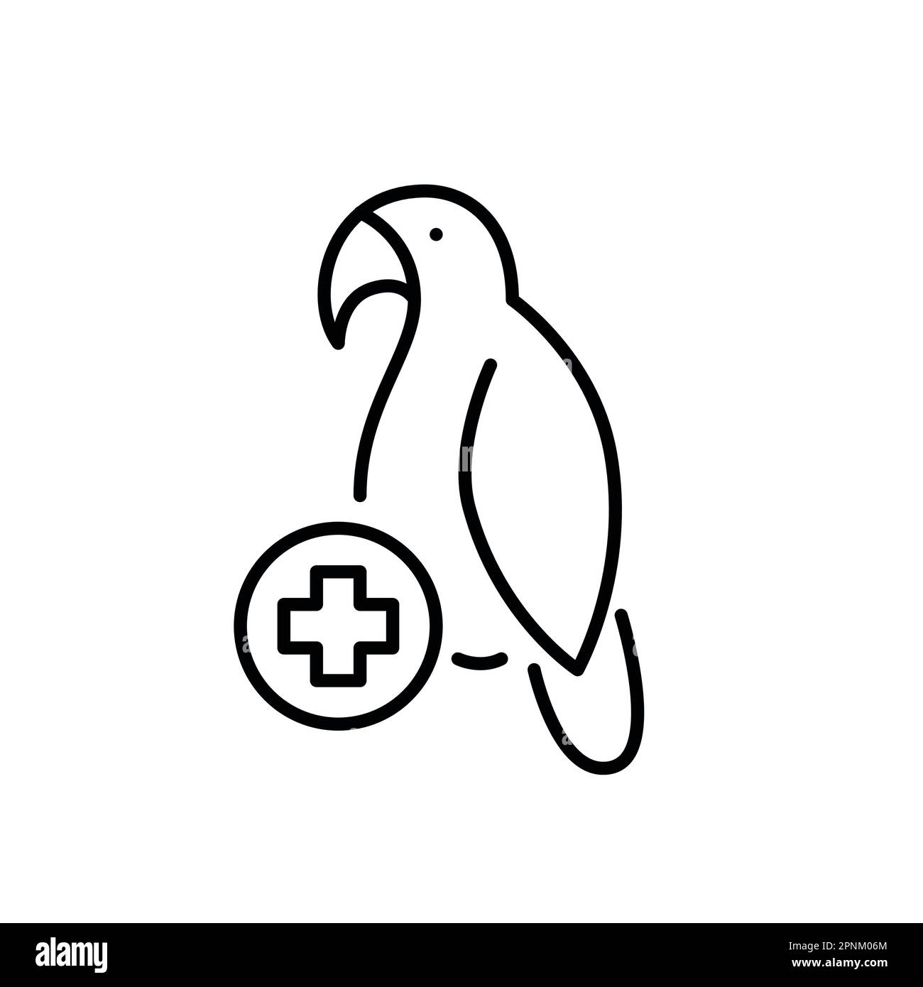 Servizio veterinario di uccelli. Assistenza sanitaria pappagallo per animali domestici. Pixel Perfect, icona del tratto modificabile Illustrazione Vettoriale