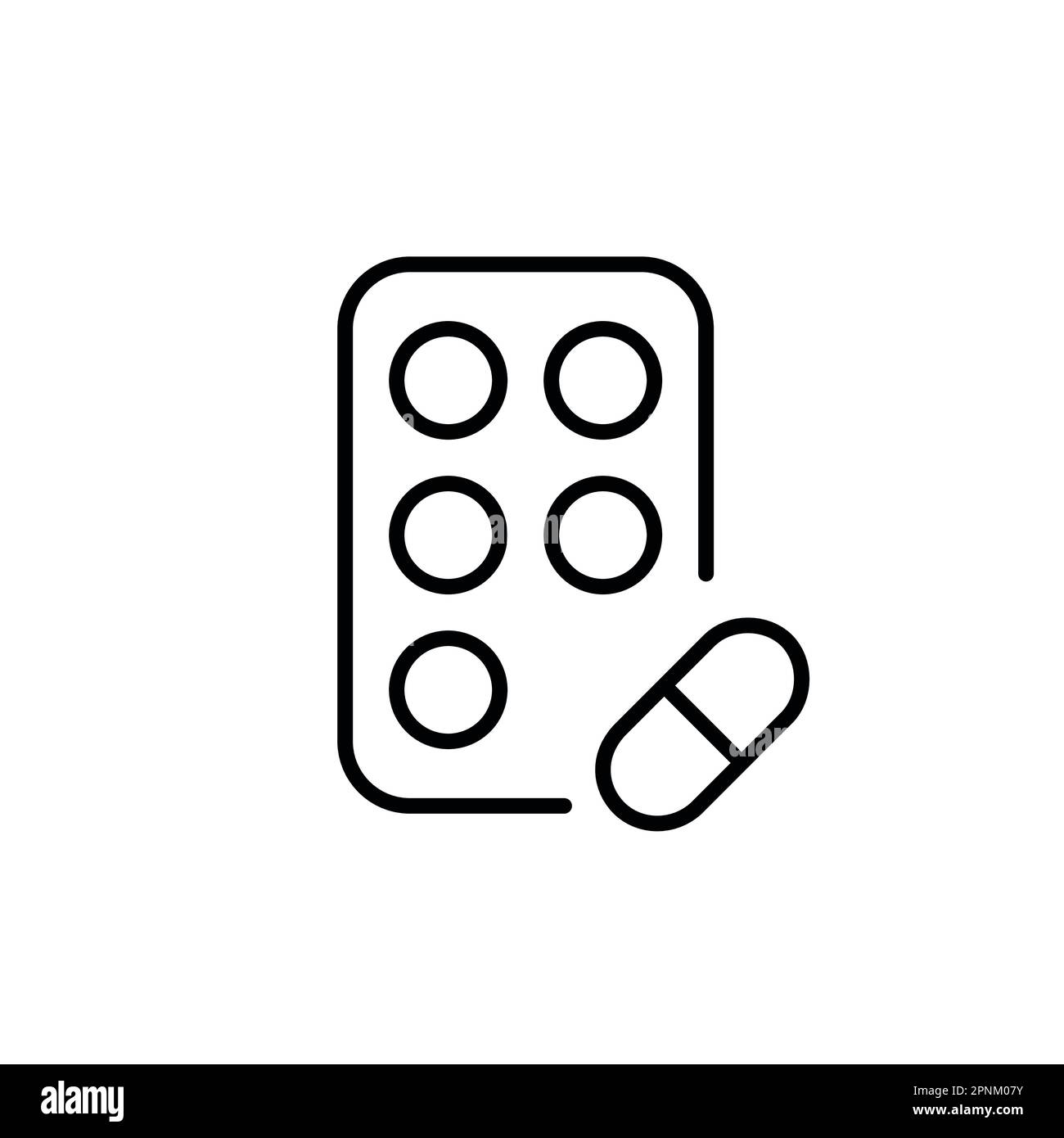 Pillole in un blister e capsula. Sanità e medicina. Pixel Perfect, icona del tratto modificabile Illustrazione Vettoriale