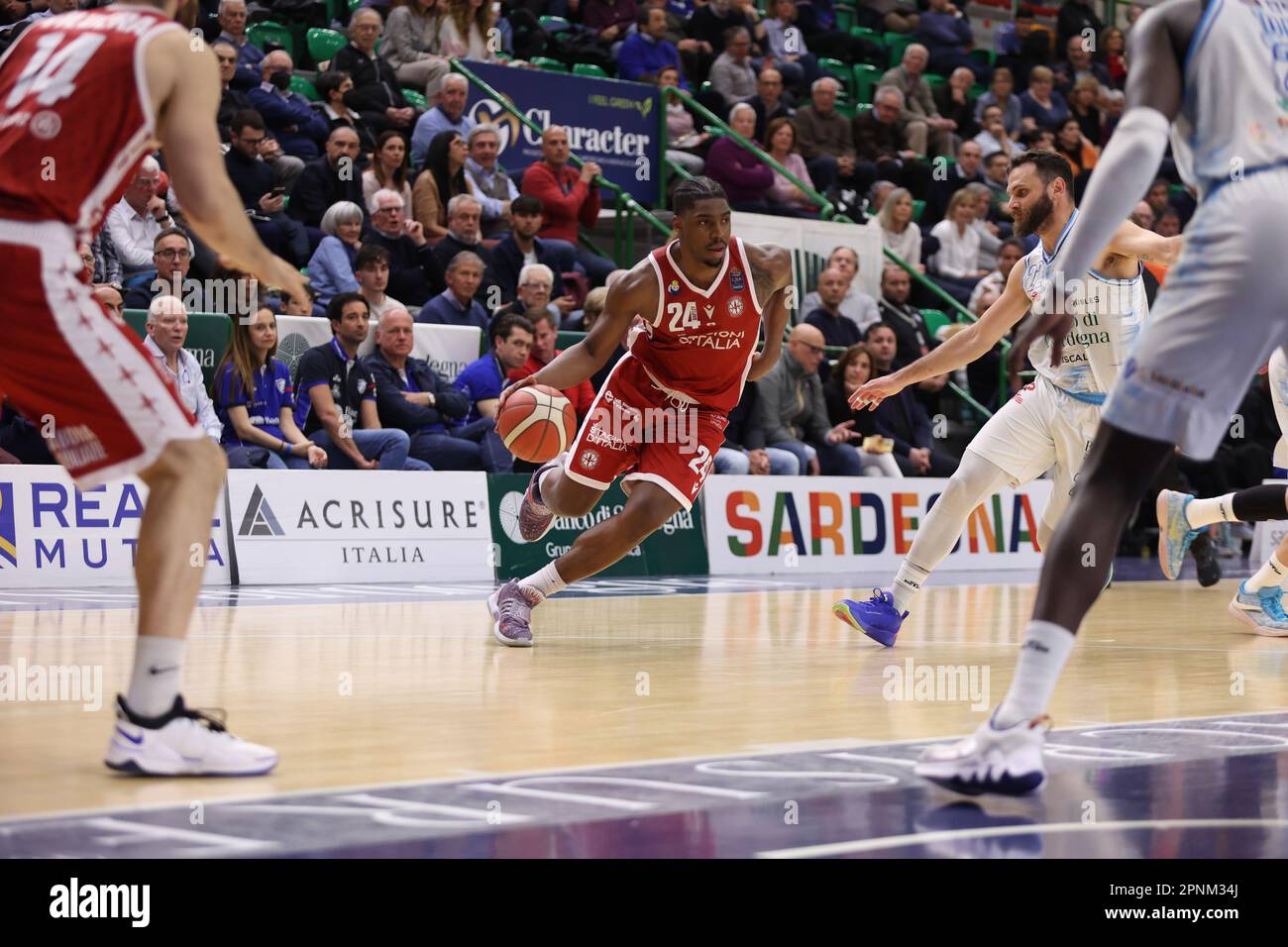 Sassari, Italia. 19th Apr, 2023. Frank Bartley (Pallacanestro Trieste)  durante il Banco di Sardegna Sassari vs Pallacanestro Trieste, Campionato  Italiano di Basket Serie A a a Sassari, Aprile 19 2023 Credit: Independent