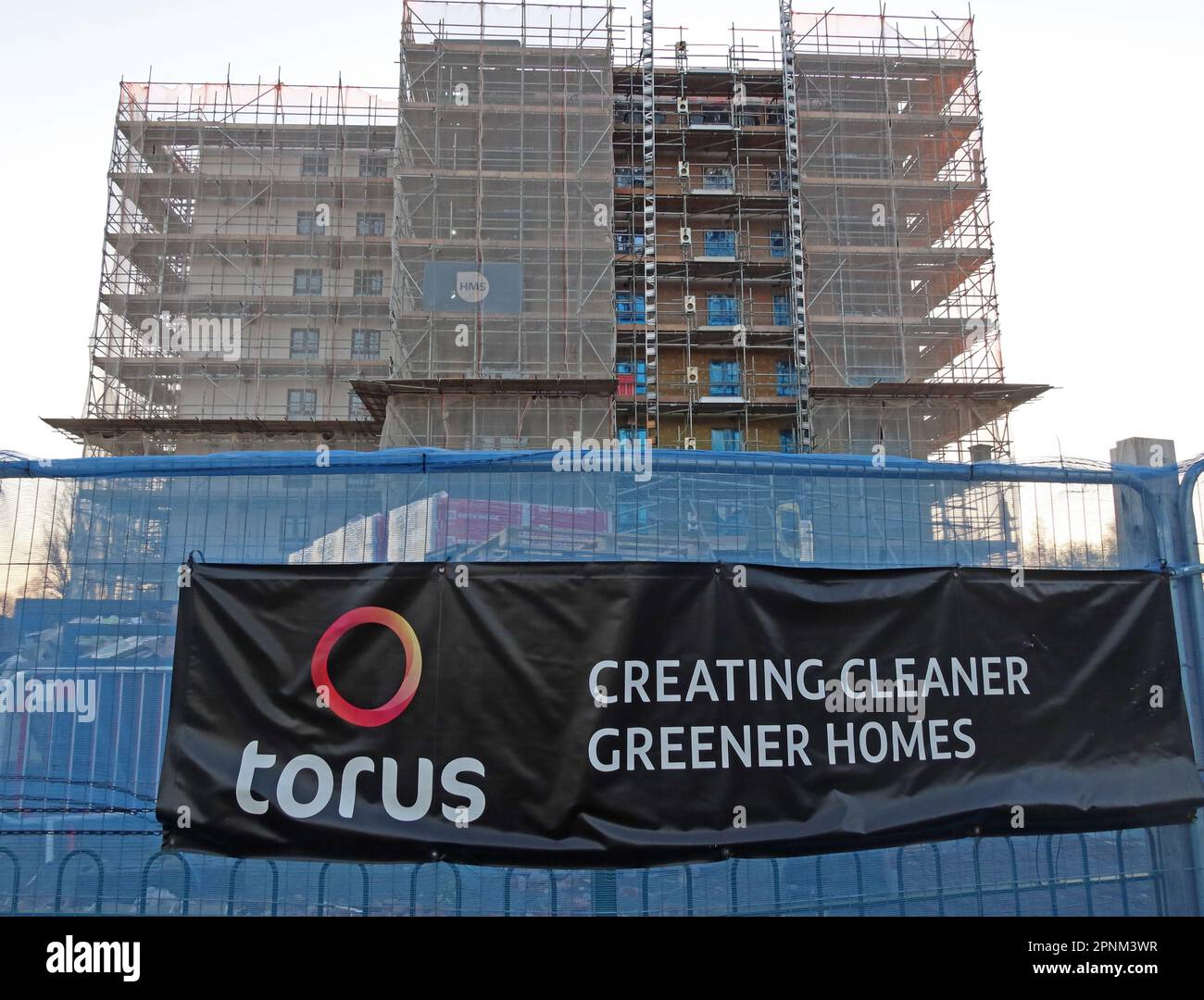 Torus social housing group, ristrutturazione a Kingsway House, Latchford, Warrington, Cheshire, Inghilterra, REGNO UNITO, WA4 1QT Foto Stock