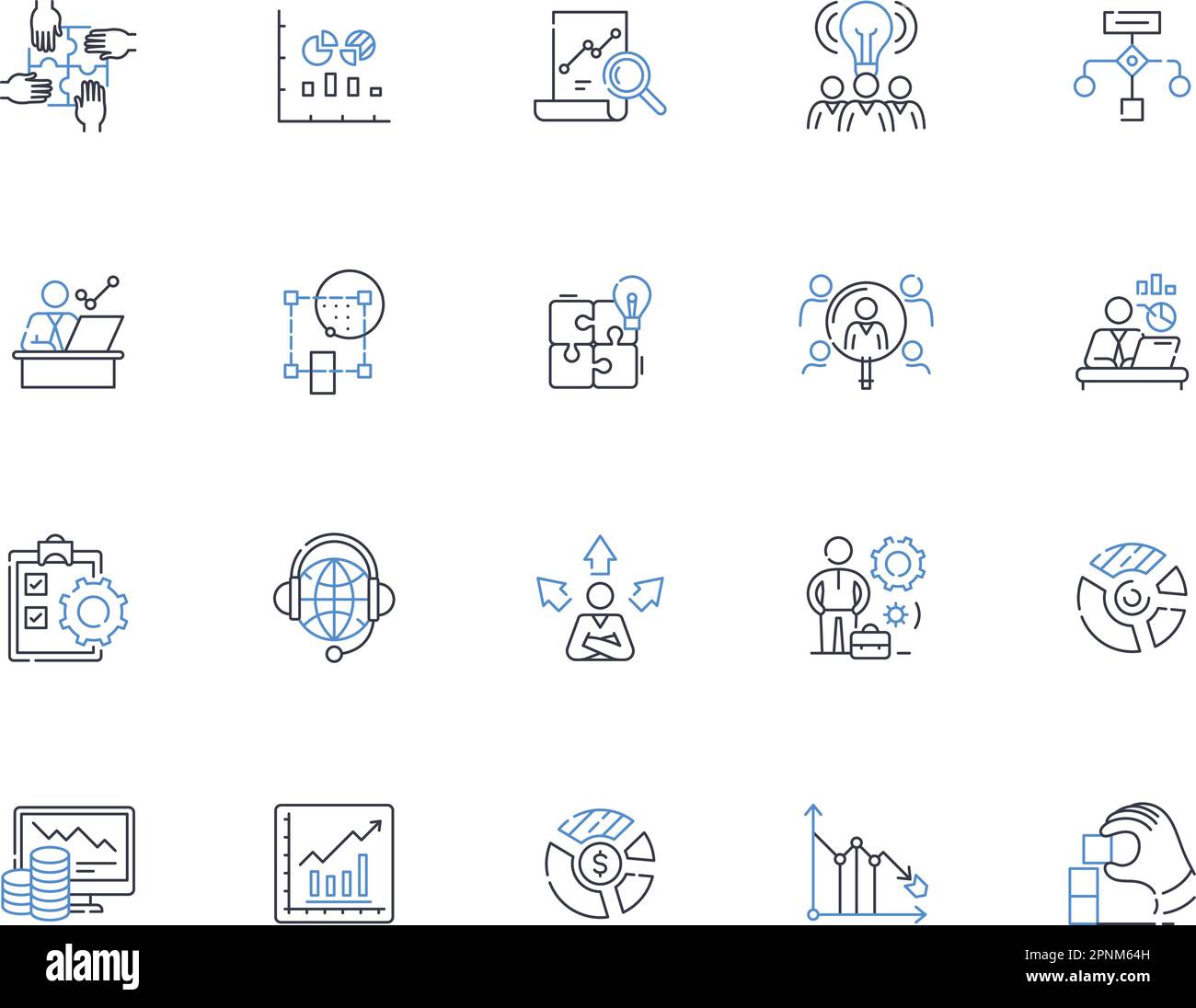 Raccolta di icone della riga di gestione del rischio. Mitigazione, probabilità, Valutazione, controllo, minaccia, Vulnerabilità, vettore di resilienza e illustrazione lineare Illustrazione Vettoriale