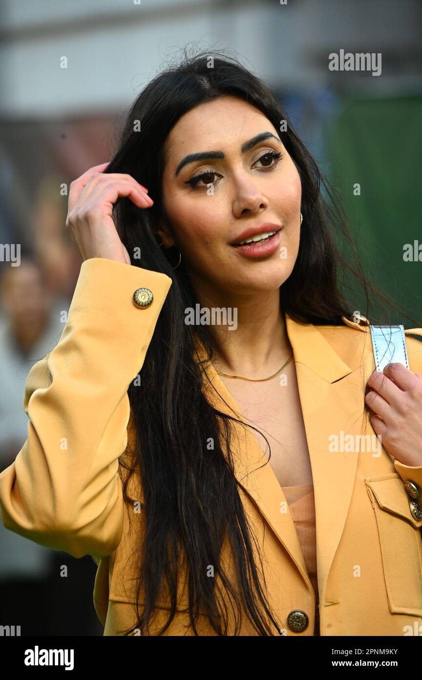 Nisha Aaliya arriva allo screening speciale della società educata, Curzon Mayfair, Londra, Regno Unito. Foto scattata il 19th aprile 2023. Credit: Vedi li/Picture Capital/Alamy Live News Foto Stock