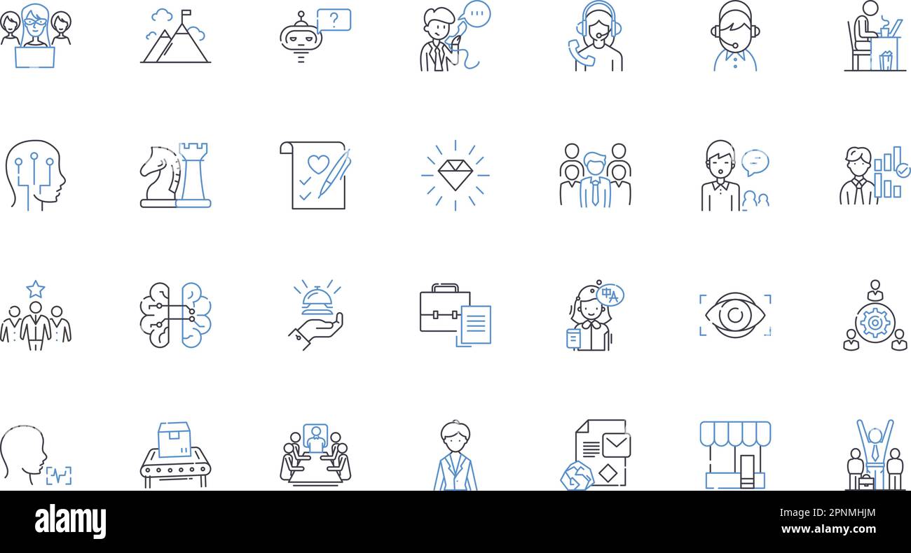 Raccolta icone linea traiettoria lavoro. Progressione, avanzamento, crescita, sviluppo, successo, Movimento, Modifica vettore e illustrazione lineare. Ascendere Illustrazione Vettoriale