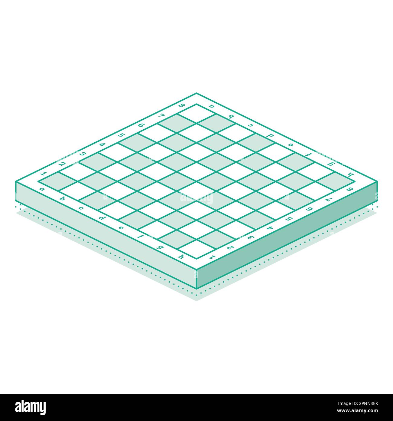 Scacchiera isometrica. Illustrazione vettoriale. Icona o simbolo isolato su bianco. Illustrazione Vettoriale