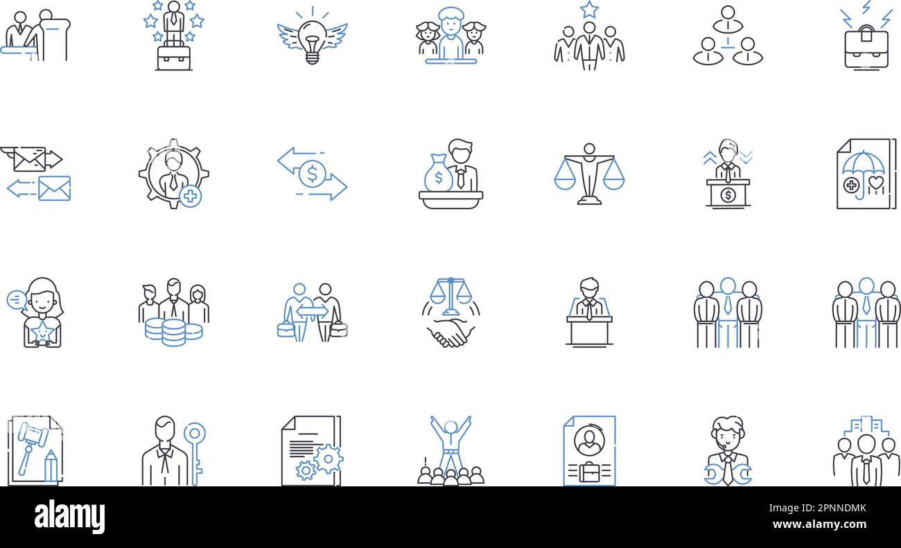 Raccolta di icone delle linee di pianificazione della forza lavoro. Demografia, analisi, previsione, strategia, diversità, Sostenibilità, vettore di ritenzione e lineare Illustrazione Vettoriale
