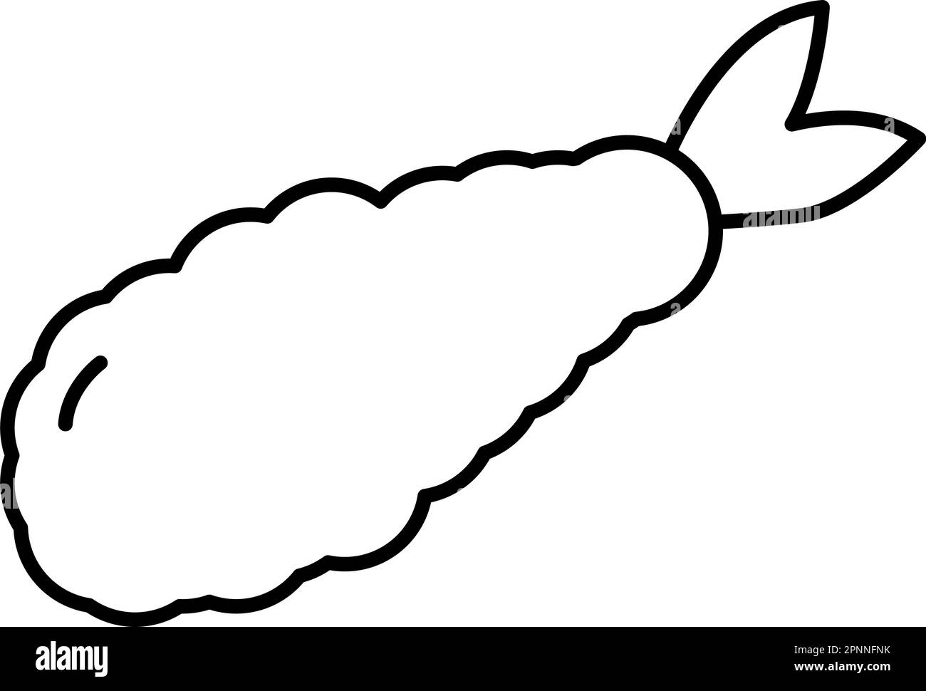 Icona tempura su sfondo bianco. Cartello con stuzzichini di gamberi. Simbolo di fondo fritto. stile piatto. Foto Stock