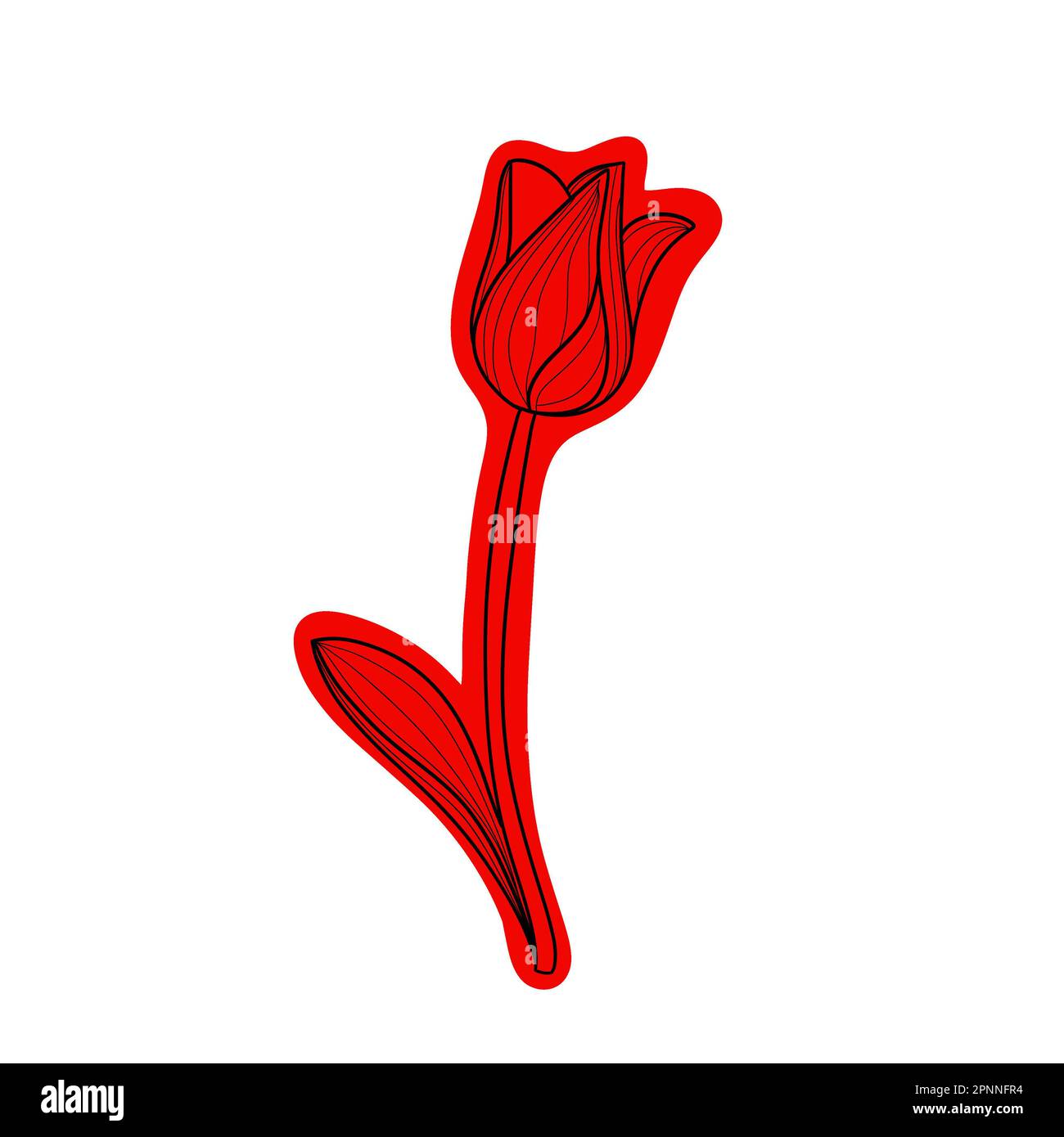 Icona di fiori di tulipano rosso. Si tratta di un'illustrazione versatile progettata per vari usi. Foto Stock