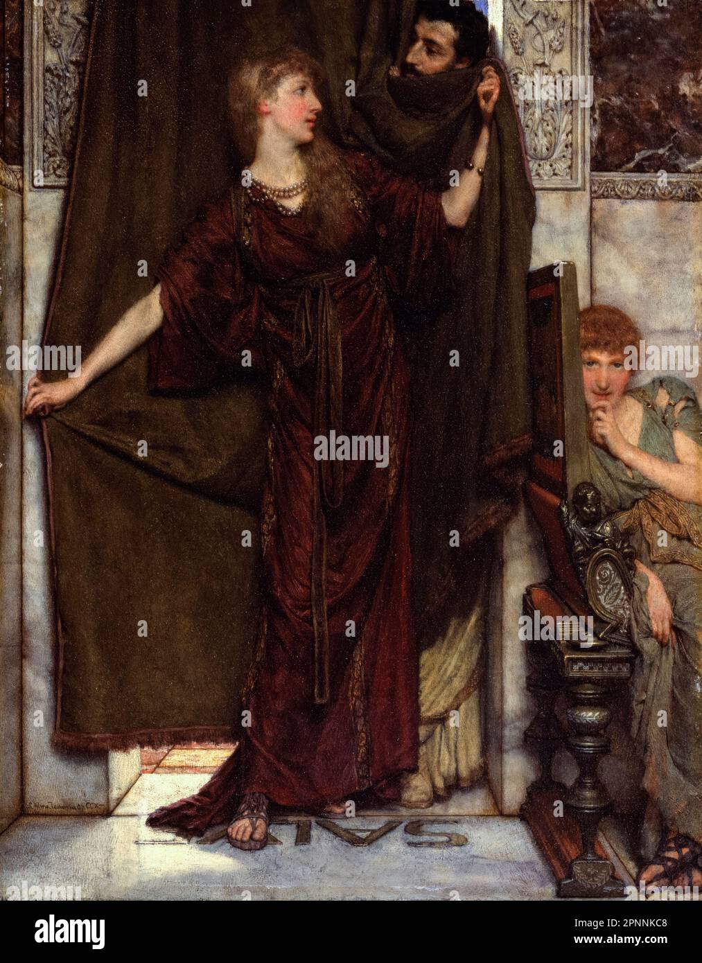 Sir Lawrence Alma Tadema, mia sorella non è in, pittura in olio su pannello, 1879 Foto Stock