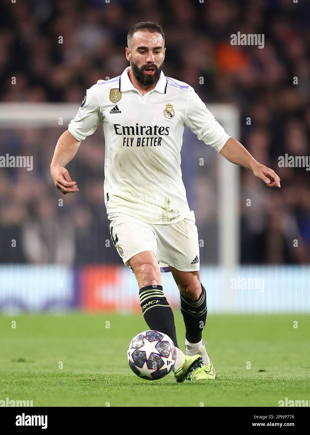 Daniel Carvajal del Real Madrid durante la partita di calcio Chelsea contro Real Madrid, UEFA Champions League, Quarter-Final- leg 2 of 2, Stamford Bridge, Londo Foto Stock