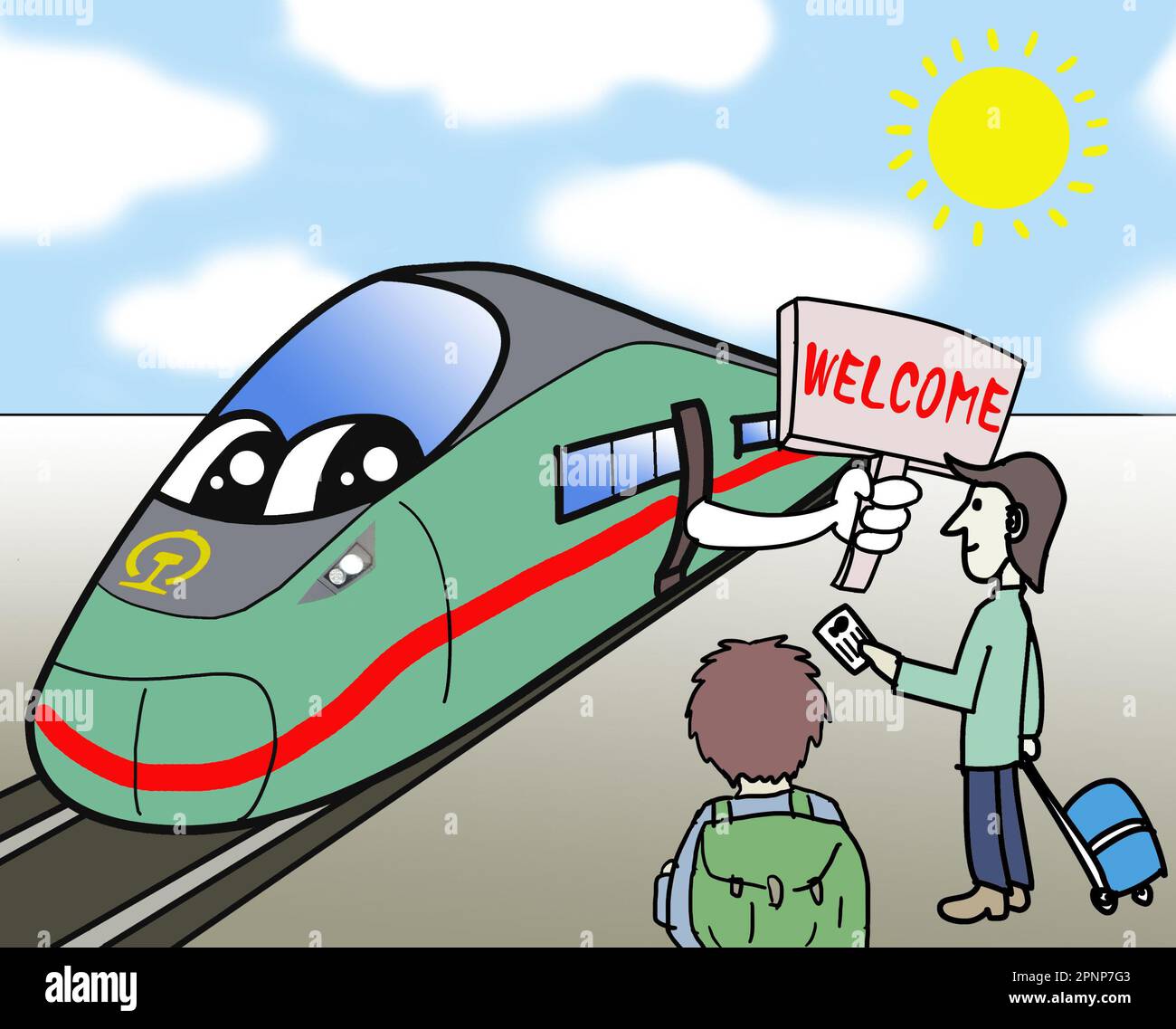 SHANGHAI, CINA - 20 APRILE 2023 - Cartoon: Il treno passeggeri China-Laos Railway International è stato inaugurato ufficialmente il 20 aprile 2023 a Shangh Foto Stock