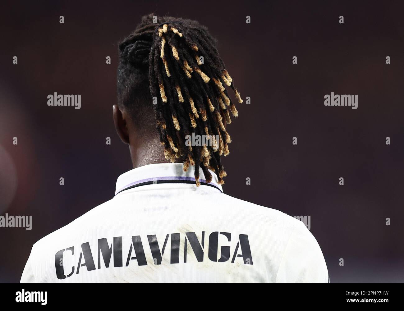 Eduardo Camavinga del Real Madrid durante la partita di calcio Chelsea contro Real Madrid, UEFA Champions League, Quarter-Final- leg 2 del 2, Stamford Bridge, Lon Foto Stock