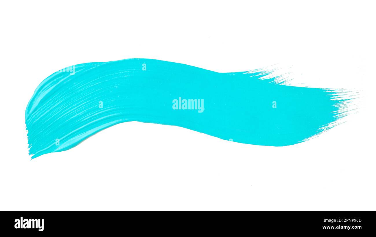 Pennello acrilico blu chiaro traccia arte vuota isolato su sfondo bianco Foto Stock