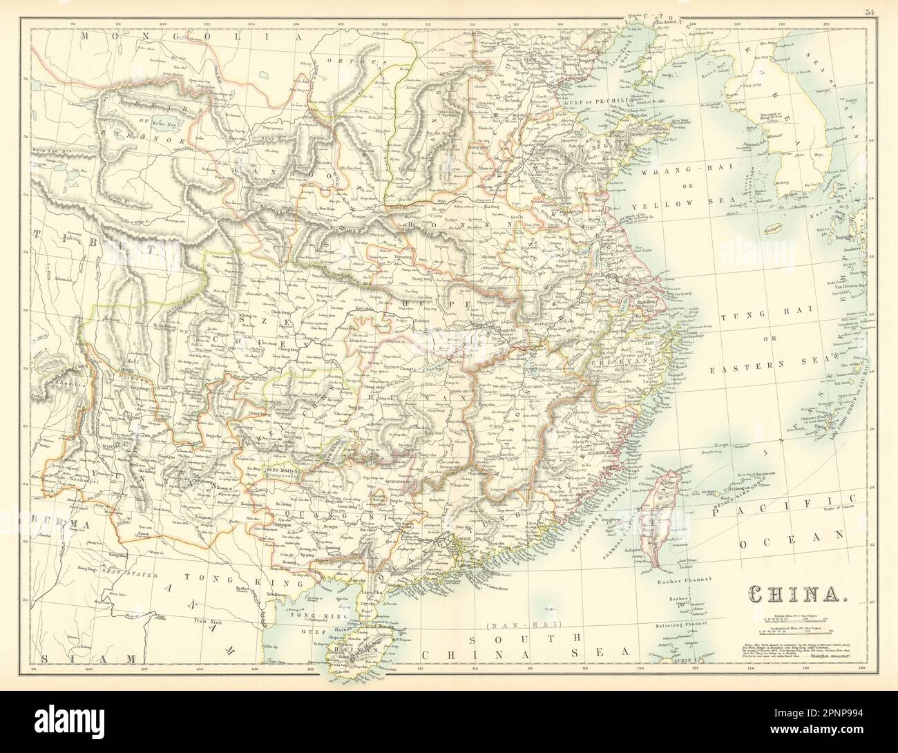 Cina nelle province. Sottolineati i porti del trattato. BARTOLOMEO 1898 antica mappa Foto Stock