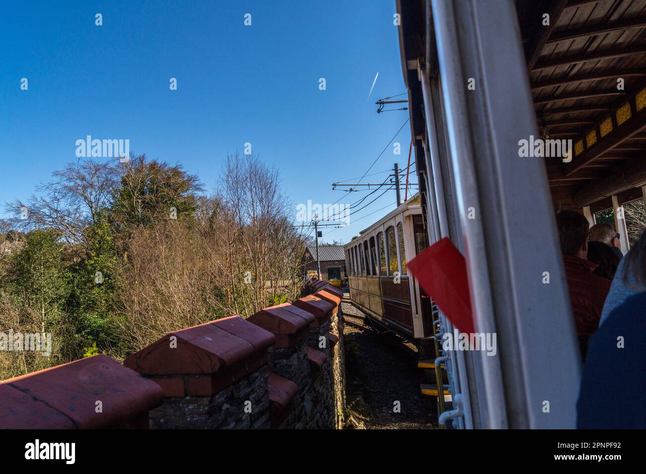 Vista dalla Manx Electric Railway a carrozza aperta, Douglas, Isola di Man Foto Stock