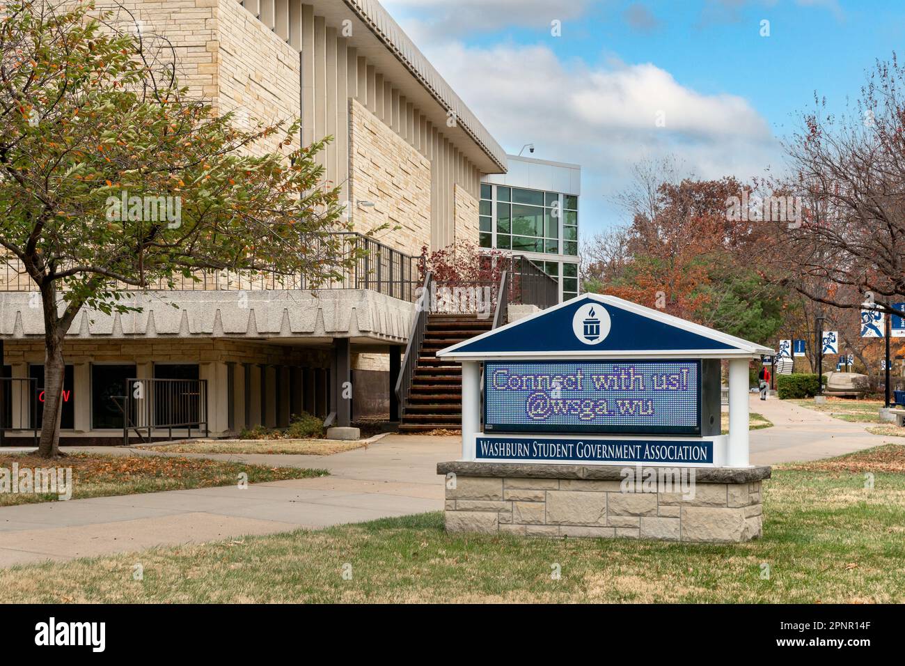 TOPEKA, KS, USA – 3 NOVEMBRE 2022: Washburn Student Government Association nel campus della Washburn University. Foto Stock