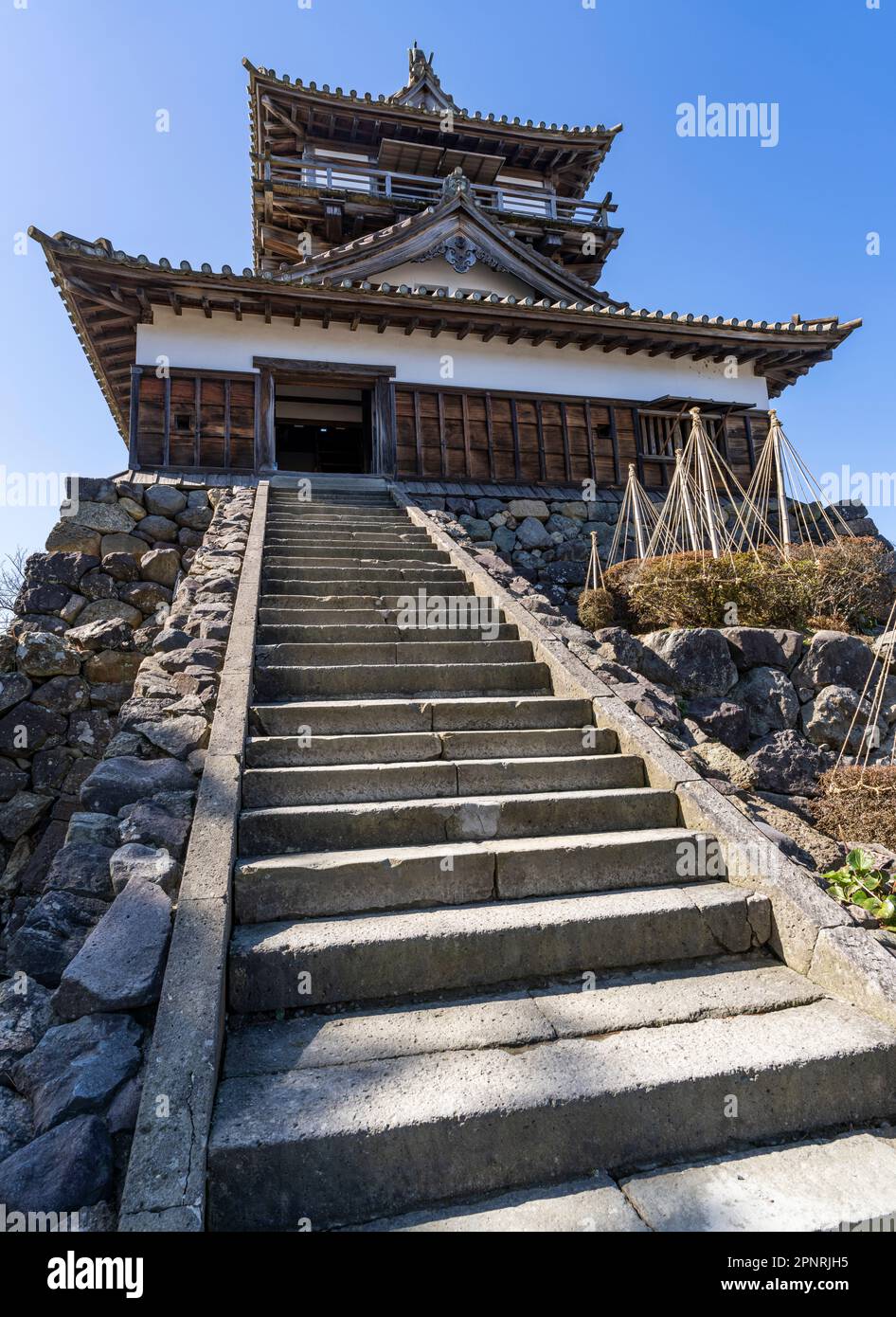 Castello di Maruoka nella prefettura di Fukui, Giappone. Foto Stock