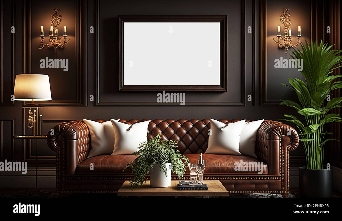 cornice con poster, immagine di sfondo moderna Foto Stock