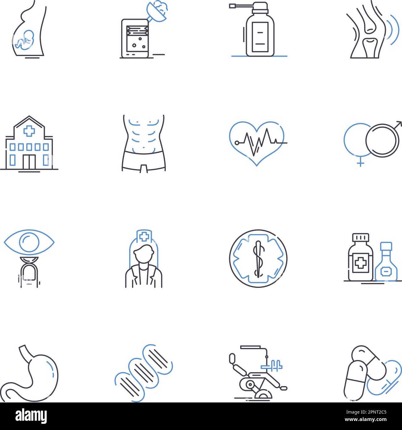 Collezione icone linea reparto maternità. Bambino, parto, nascita, lavoro, neonato, Maternità, vettore pediatra e illustrazione lineare. Asilo nido Illustrazione Vettoriale