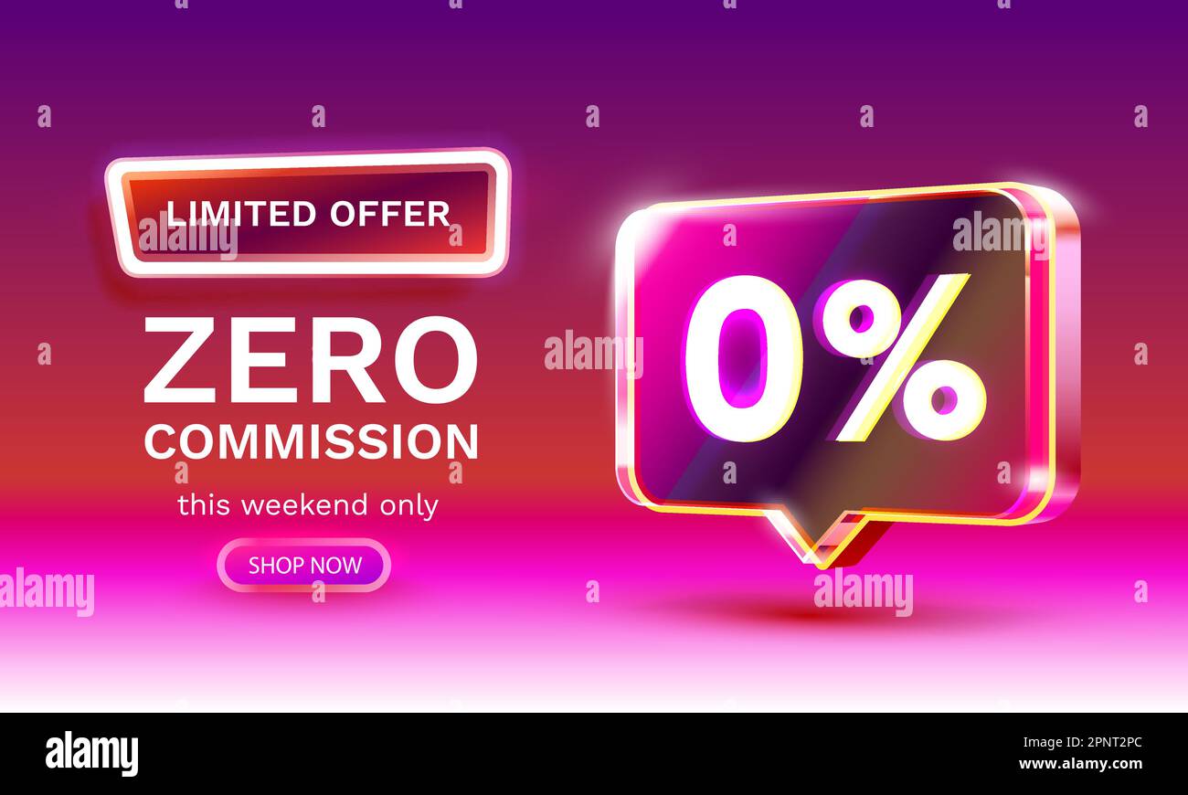 Nessuna commissione, offerta limitata, zero percento. Promozione cartello. Illustrazione vettoriale Illustrazione Vettoriale