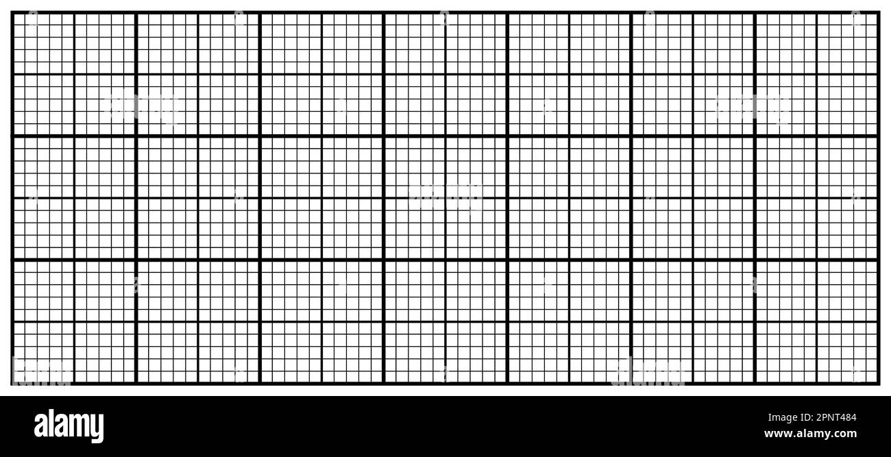 Disegno di uno sfondo di carta millimetrica vuoto. Griglia quadrata, raster per note grafici documenti aziendali e didattici. Scuola, linee carta di grafico quadrato Foto Stock