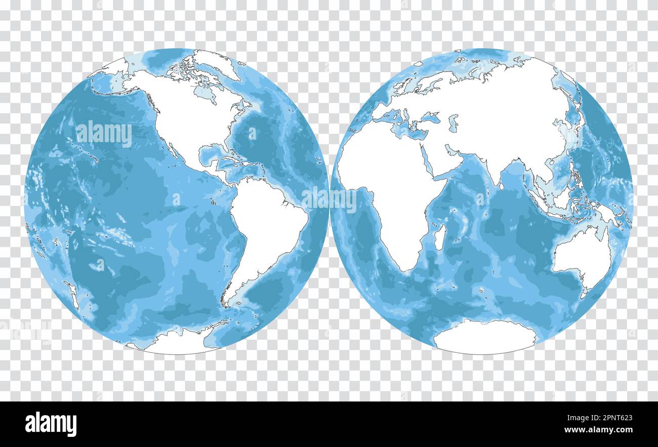 Silhouette della mappa mondiale estremamente dettagliata a forma di globo. Proiezione globulare Nicolosi – 3D. Illustrazione Vettoriale