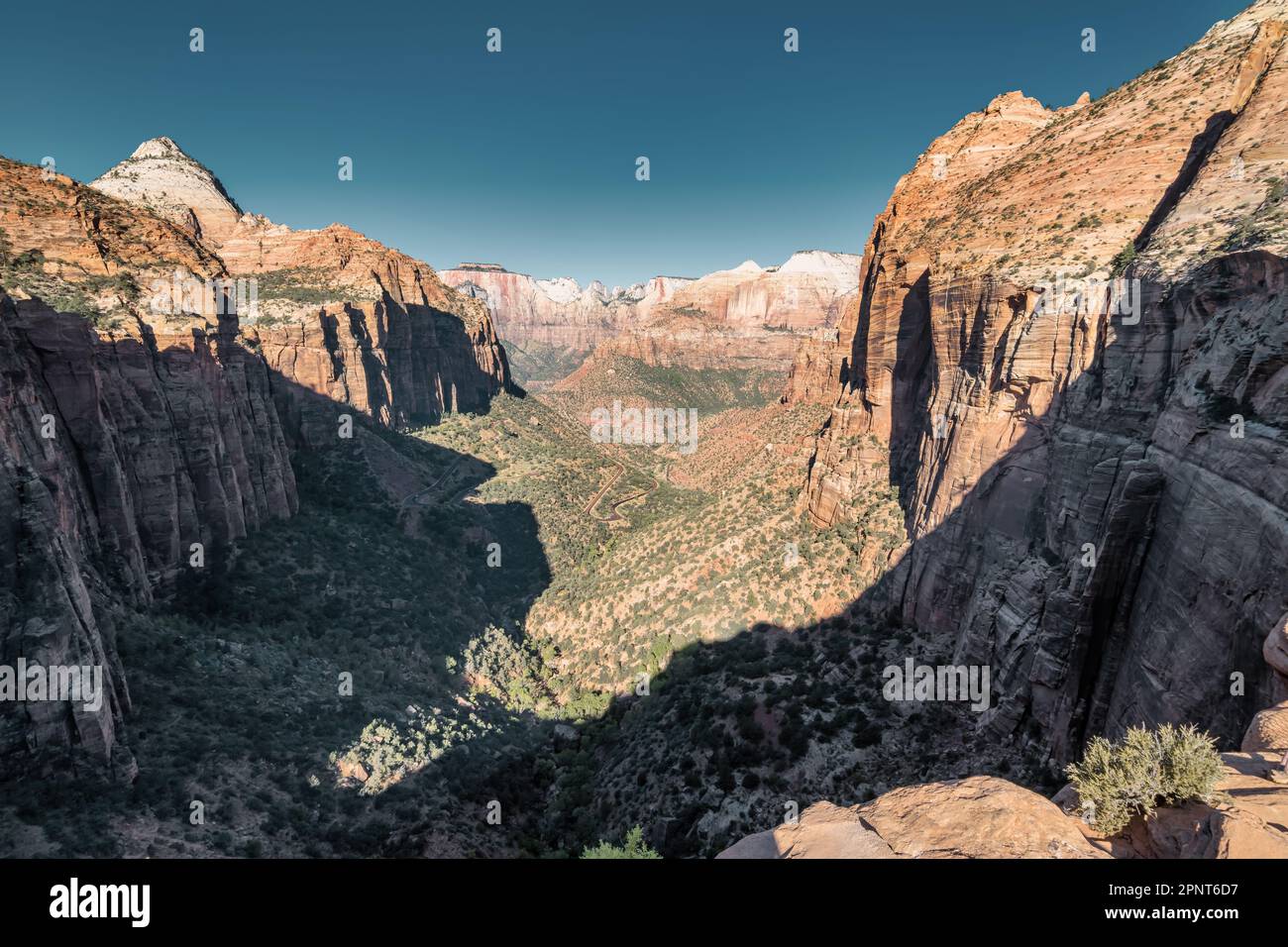 Vista dal Canyon Overlook Trail nello Zion National Park Utah USA. Foto Stock