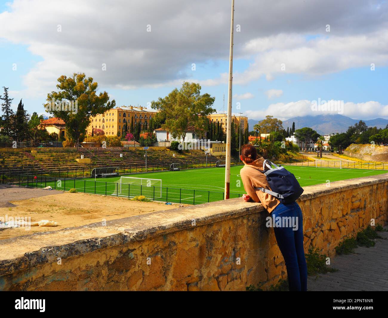 Nicosia, capitale deviata di Cipro in un viaggio su strada, Mar Mediterraneo Foto Stock