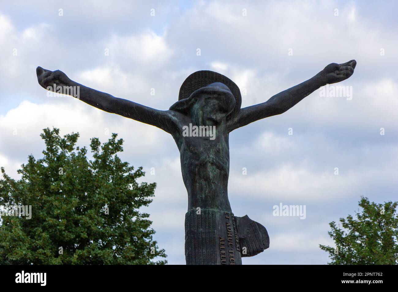 La statua del Cristo risorto a Medjugorje, in Bosnia ed Erzegovina. Foto Stock
