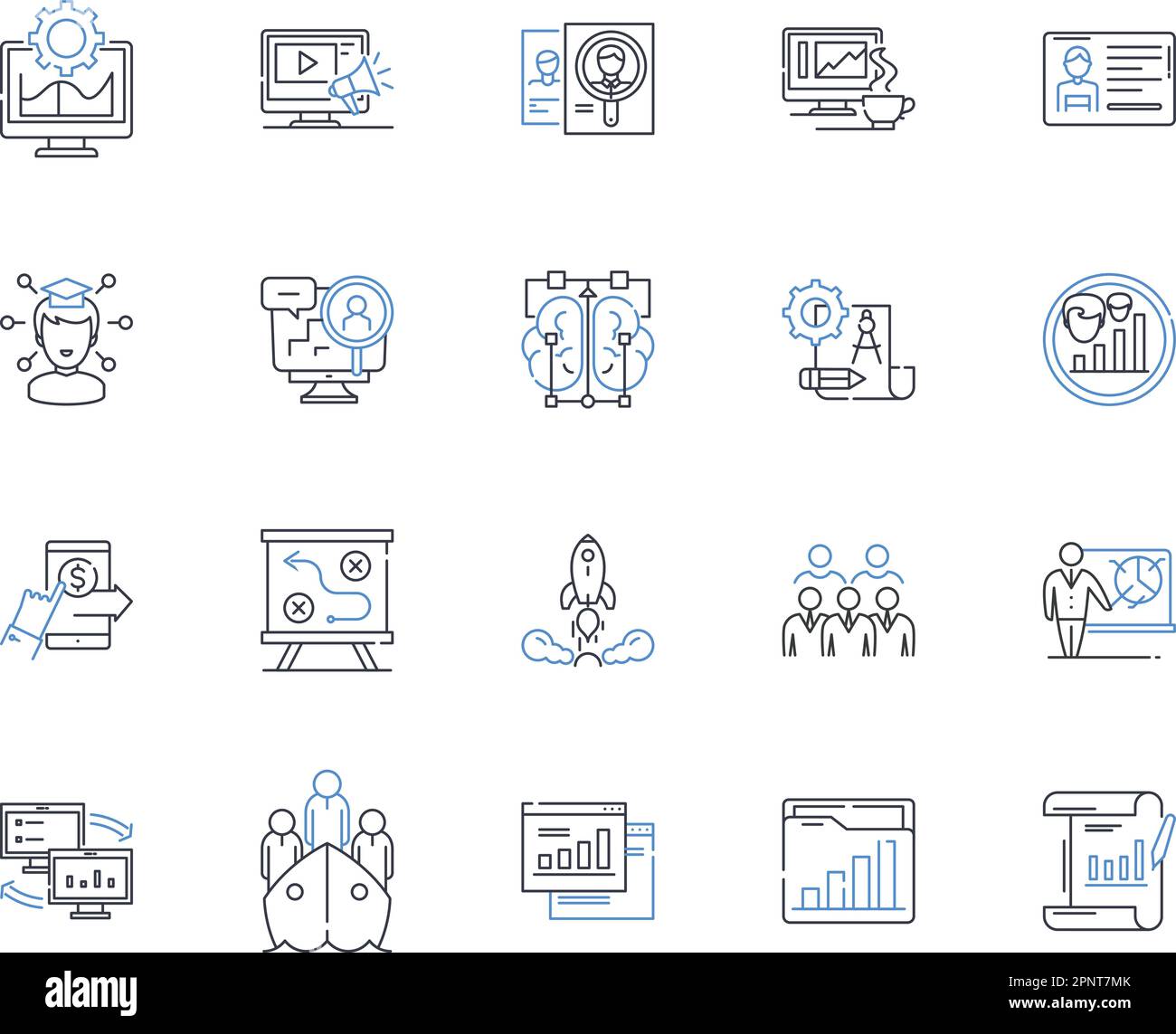 Portafoglio di investimenti linea icone collezione. Diversificazione, rischio, allocazione, rendimento, volatilità, Asset, vettore di gestione e illustrazione lineare Illustrazione Vettoriale