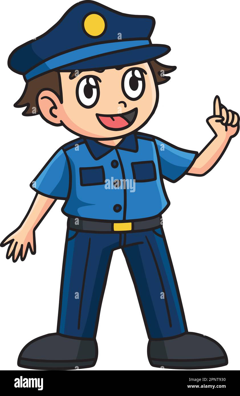 Ufficiale di polizia Cartoon colorato Clipart Illustrazione Vettoriale