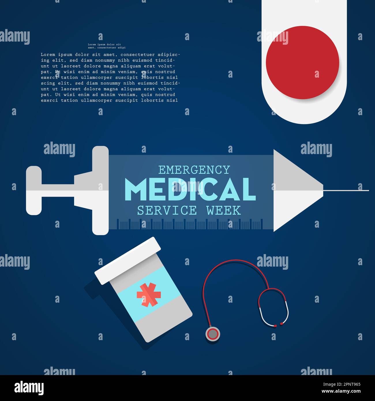 Emergency Medical Services Week Medical Concept. Poster, illustrazione vettoriale del disegno del banner. Illustrazione Vettoriale