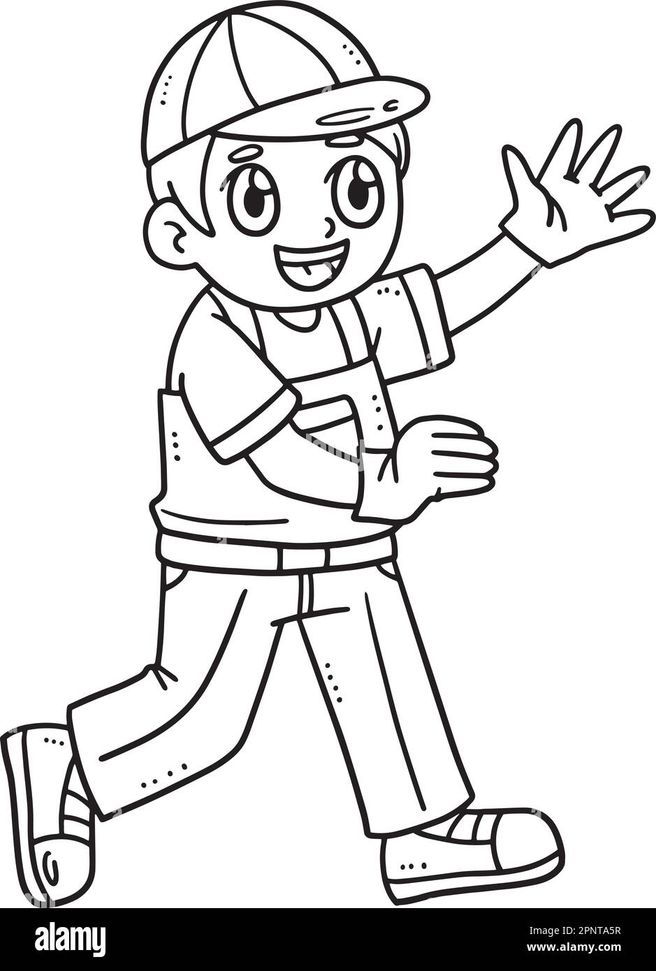 Garbage Man isolato colorazione pagina per bambini Illustrazione Vettoriale