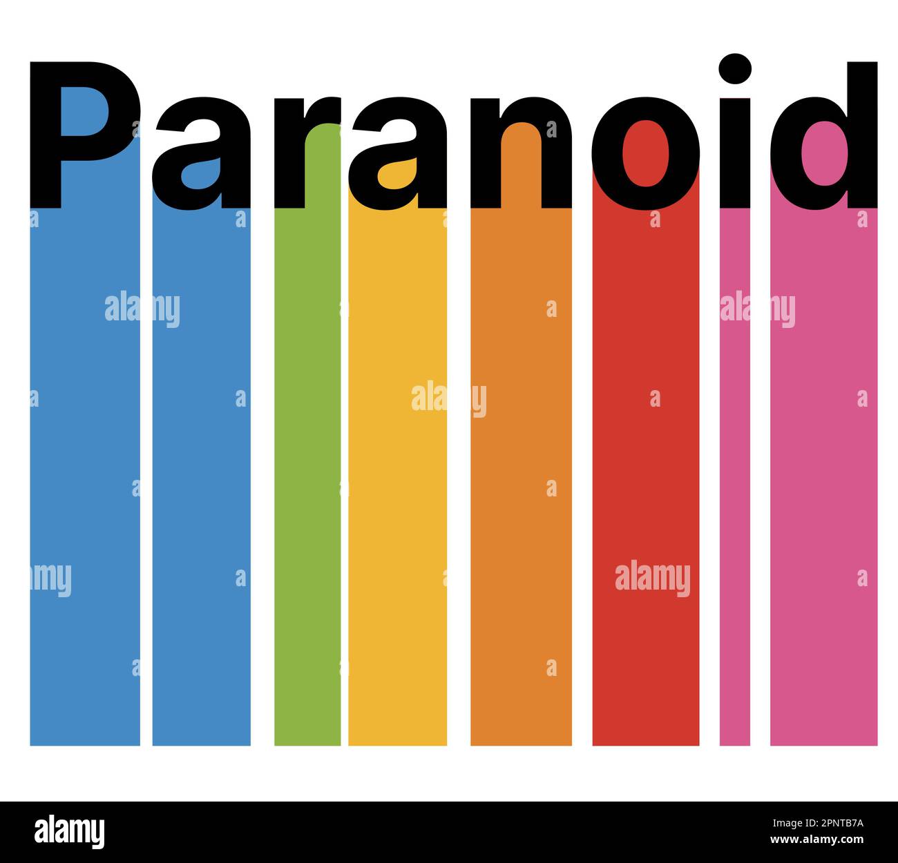 preventivo divertente per la stampa su richiesta varie t-shirt in bianco, tazze con la parola paranoid Foto Stock