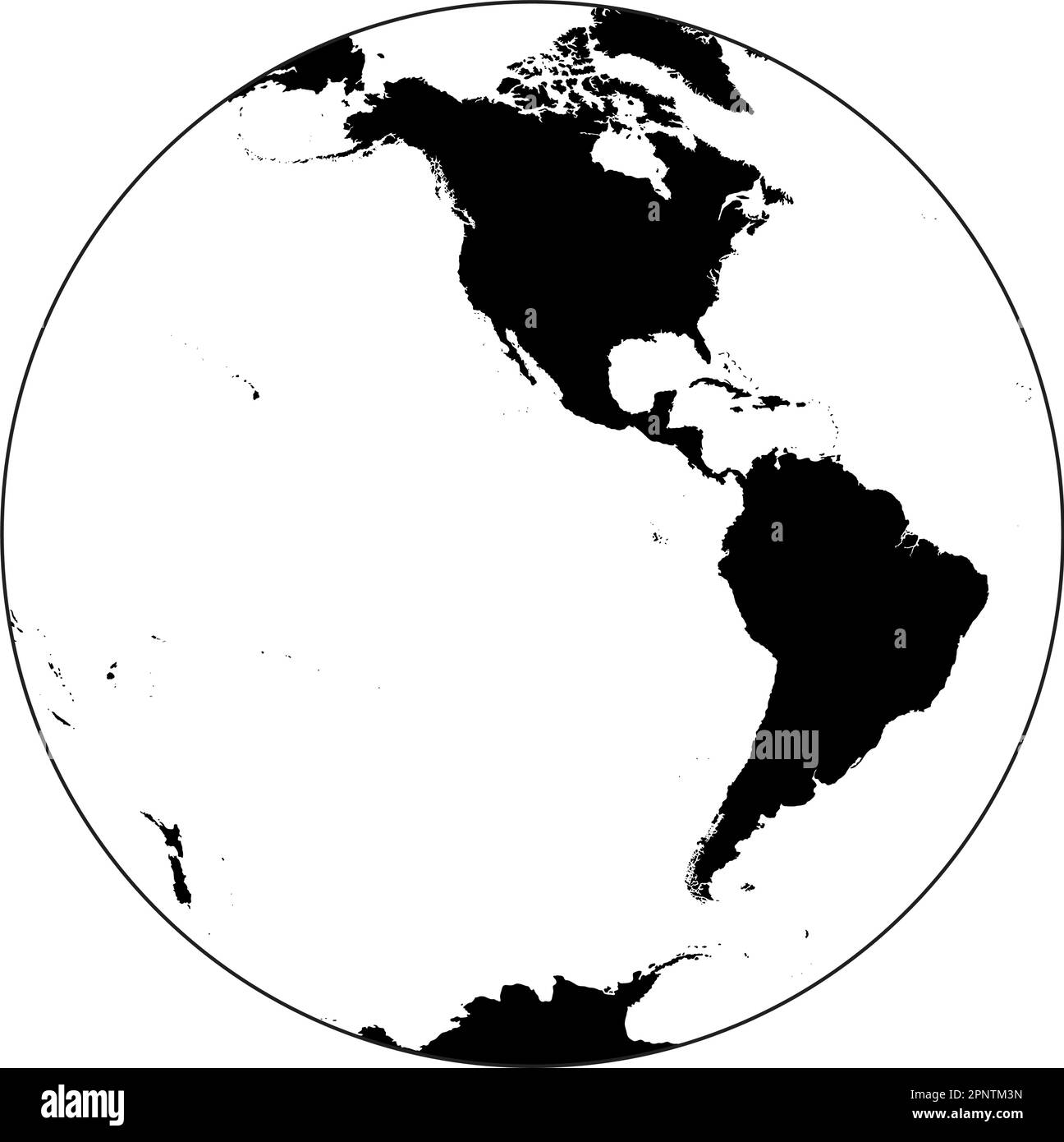 Silhouette della mappa mondiale estremamente dettagliata a forma di globo. Proiezione globulare Nicolosi – piatta. Illustrazione Vettoriale
